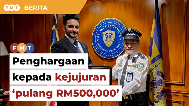 Pengawal keselamatan jujur pulang RM500,000 diberi penghargaan