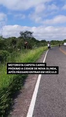 Motorista capota carro próximo a cidade de Nova Olinda, após pássaro entrar no veículo.
