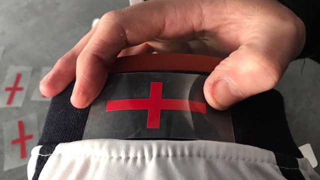 Shop selling St George’s Cross iron-on transfers so fans can cover new England kit's flag