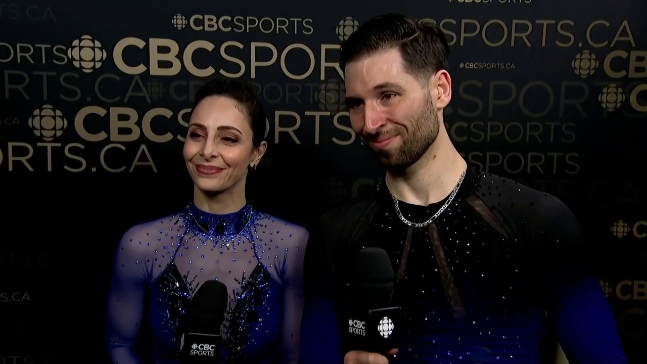 2024 Deanna Stellato-Dudek & Maxime Deschamps Worlds Post-SP Interview (1080p) - Canadian Television Coverage