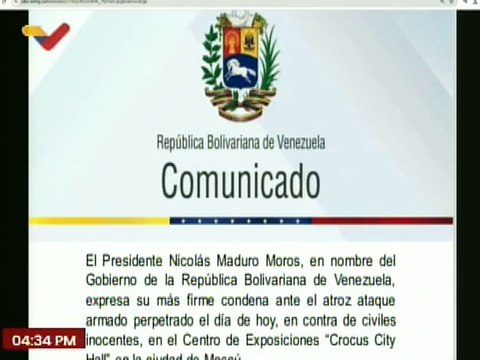 Pdte. Maduro condenó el atroz ataque armado en el Centro de Exposiciones Crocus City Hall en Rusia