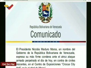 Pdte. Maduro condenó el atroz ataque armado en el Centro de Exposiciones "Crocus City Hall" en Rusia