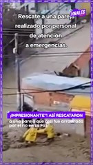 ¡Impresionante”! Así rescataron a una pareja que casi fue arrastrada por el río en La Paz.
