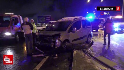 Erzurum'da 48 aracın karıştığı kazalarda 12 kişi yaralandı