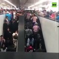 Several injured as overcrowded metro platform forces people to fall off escalator