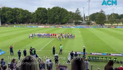 Newcastle Jets walk on with family members at No.2 Sportsground