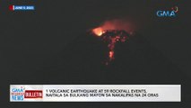 1 volcanic earthquake at 59 rockfall events, naitala sa Bulkang Mayon sa nakalipas na 24 oras | GMA Integrated News Bulletin