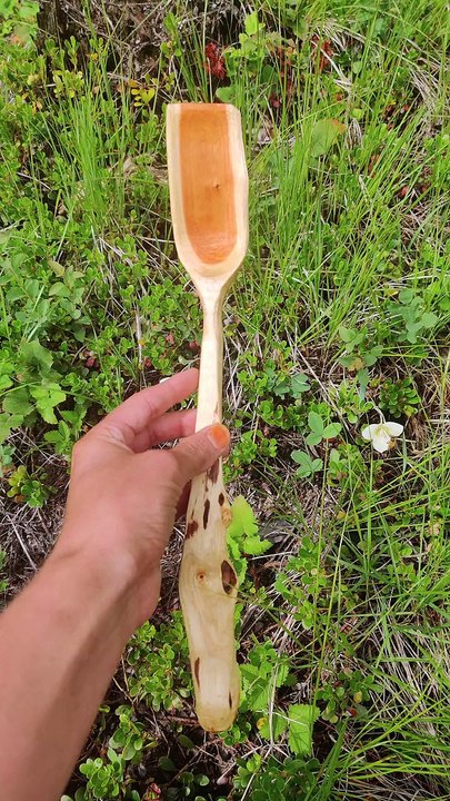 A hand carved spoon