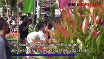 Momen Ibu Negara Iriana Jokowi dan Wury Ma'ruf Amin Berbelanja ke Pasar Seni Sukawati