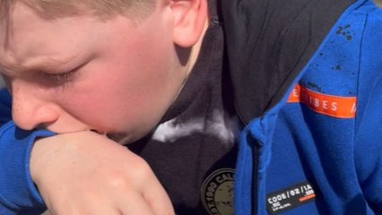 Boy sends oyster FLYING out of his mouth after its taste doesn't meet expectations