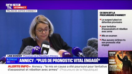 Attaque au couteau à Annecy: "Plus aucune [des victimes] n'a son pronostic vital engagé", affirme la procureure