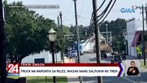 Truck na napunta sa riles, wasak nang salpukin ng tren | 24 Oras Weekend