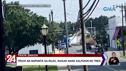 Truck na napunta sa riles, wasak nang salpukin ng tren | 24 Oras Weekend