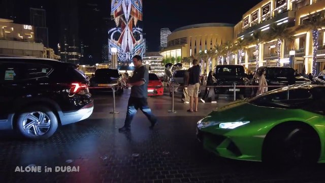 Nightlife Burj Khalifa City Center Dubai Walk 4K