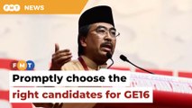 Pick the right candidates for GE16 quickly, Johari tells Umno