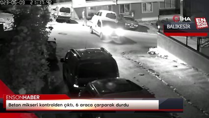 Beton mikseri kontrolden çıktı, 6 araca çarparak durdu