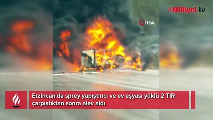 Çarpışan TIR'lar alev aldı: 2 ölü