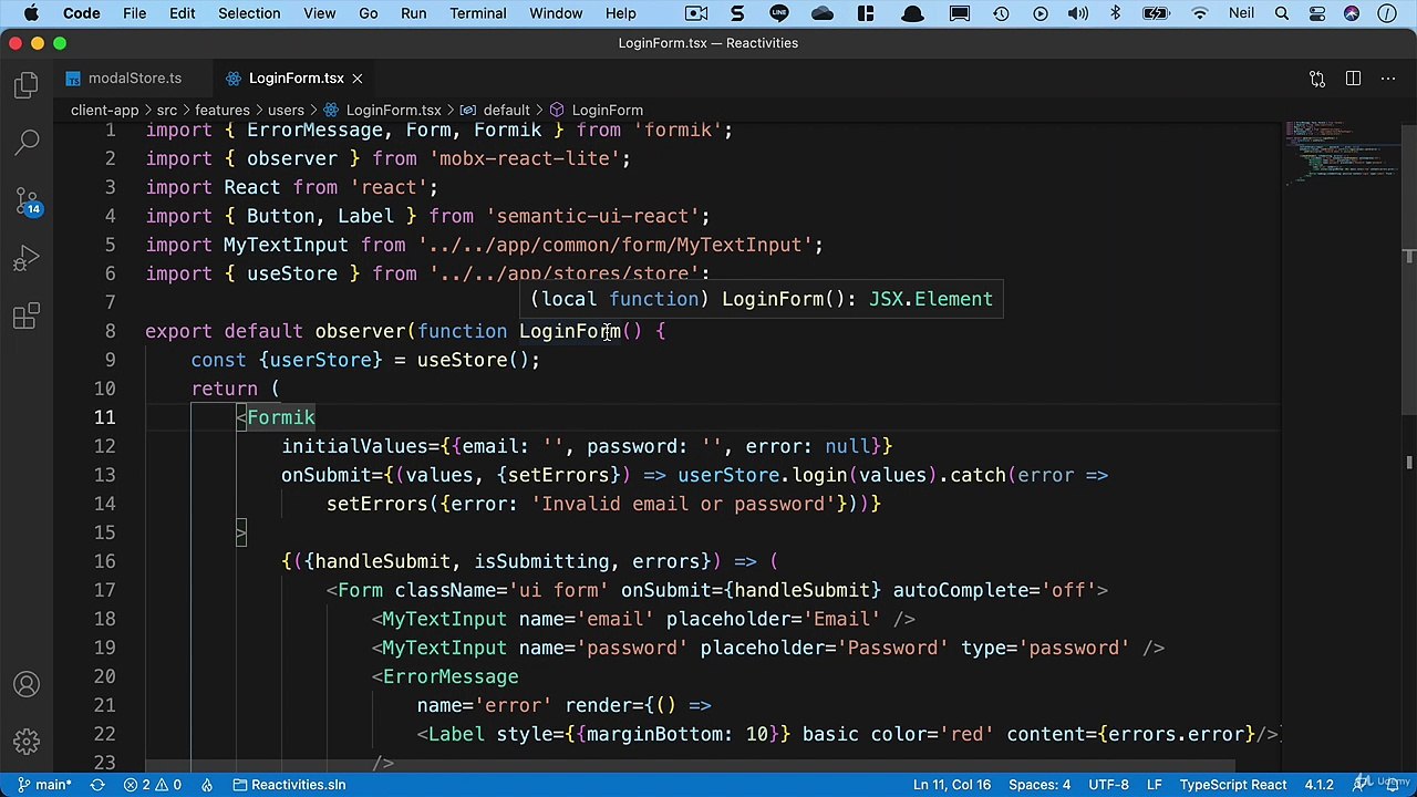 Net. Core and React Client side login and registration - Adding Modals