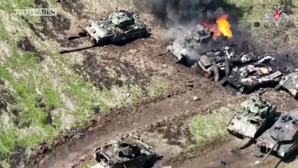 Rusya'nın Ukrayna'ya ait Leopard tanklarını vurduğu anlar