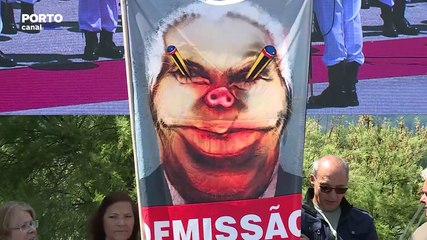 Protesto de professores nas comemorações do 10 de junho