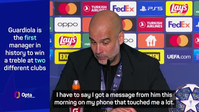 From one treble winner to another - Guardiola reveals 'touching message' from Sir Alex Ferguson