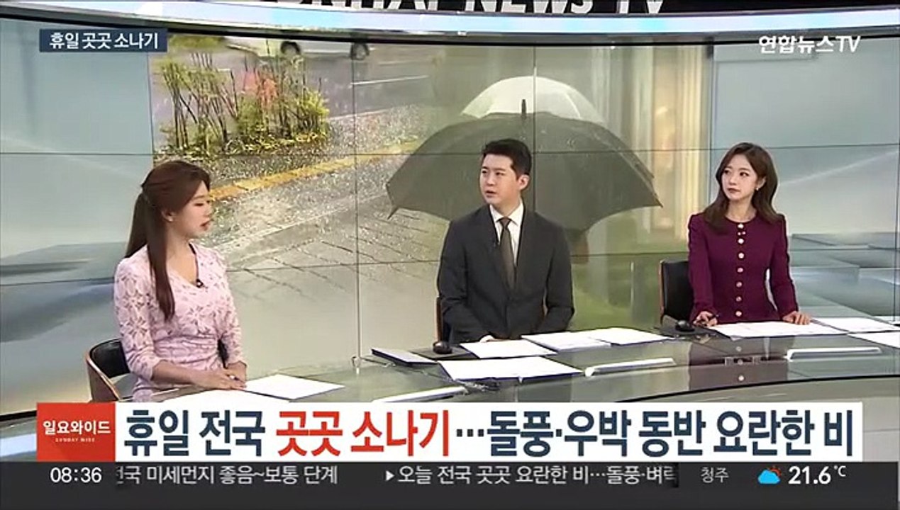 [일요와이드] 휴일 전국 곳곳 소나기…돌풍·우박 동반 요란한 비