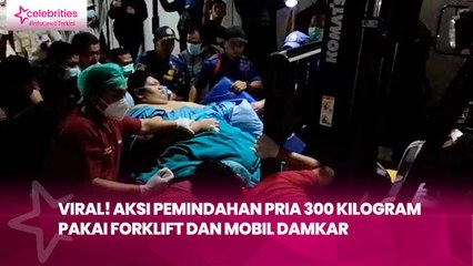 Viral! Aksi Pemindahan Pria 300 Kilogram Pakai Forklift dan Mobil Damkar