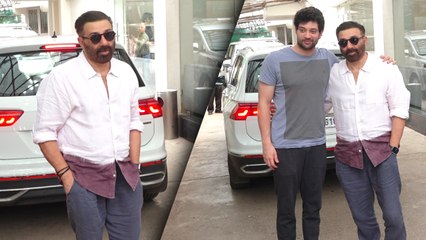 Sunny Deol ने बेटे के साथ 22 साल पुरानी Film Gadar देखी, Media से किया हंसी-मजाक, Video Viral!