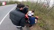 Şile'de virajı alamayan motosikletli düşerek metrelerce sürüklendi