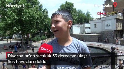 Diyarbakır'da sıcaklık 33 dereceye ulaştı, süs havuzu doldu