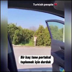 Yaşlı vatandaşın portakal ikramı Türkiye'ye gelen turistleri duygulandırdı