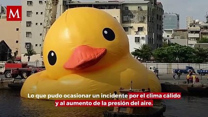 El icónico pato gigante de Florentijn Hofman en Hong Kong sufre un inesperado desinfle