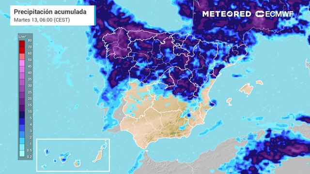 Chubascos y tormentas localmente intensos por una DANA en España