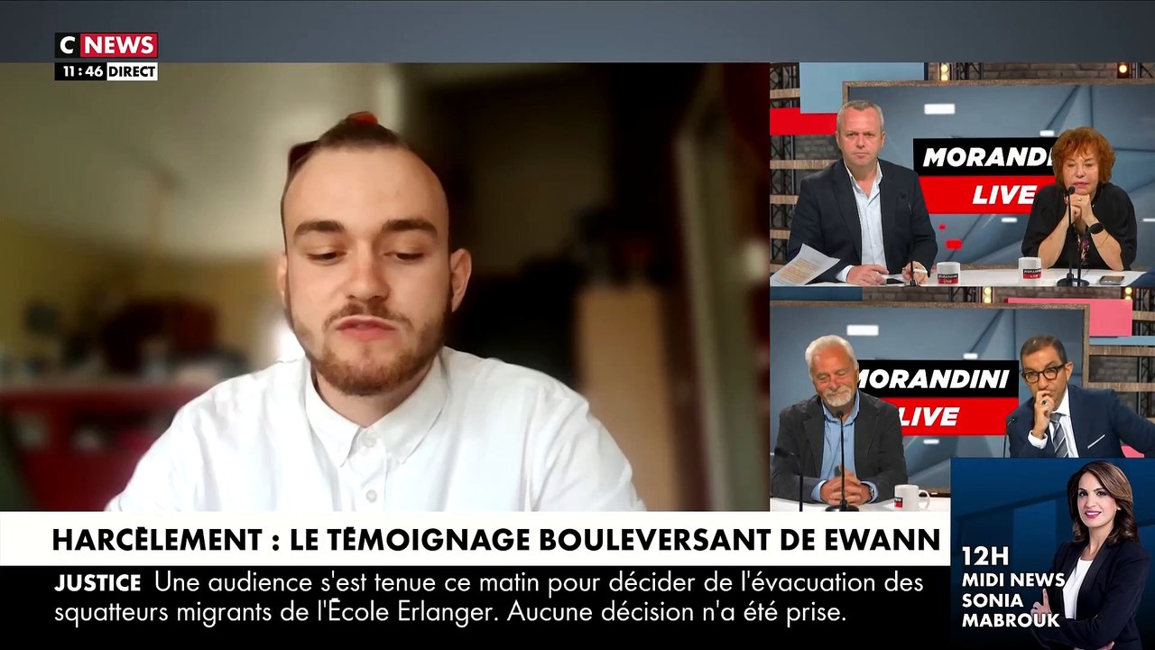 Ewann, harcelé pendant sa scolarité, réagit dans "Morandini Live" à l’annonce du ministre de l’Education Pap Ndiaye sur le harcèlement scolaire: "C'est totalement du vent ! Ce n'est pas en fin d'année qu'il faut agir mais au début de l'année scolaire"