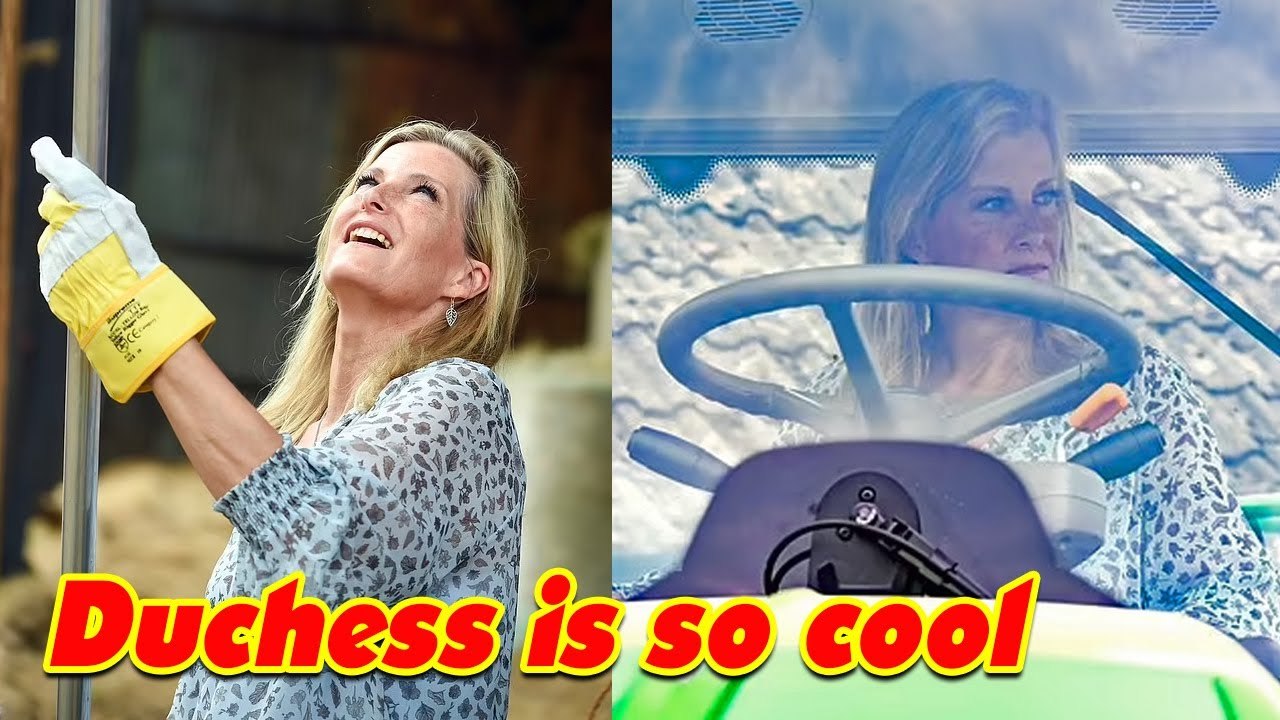 Duchess Sophie wears casual and drives an excavator at Hampton Estate Farms