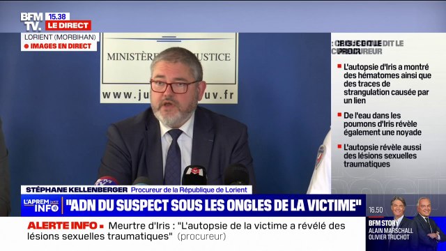 Meurtre d'Iris: le suspect a été mis en examen pour meurtre précédé d'un viol, pour enlèvement et séquestration