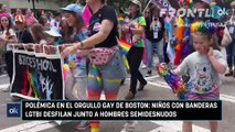 Polémica en el Orgullo gay de Boston niños con banderas LGTBI desfilan junto a hombres semidesnudos