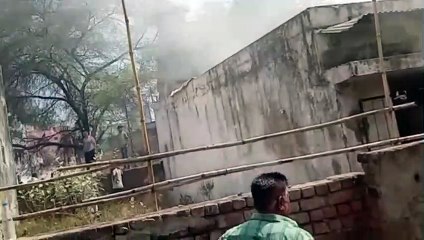 A fire broke out in a plastic godown