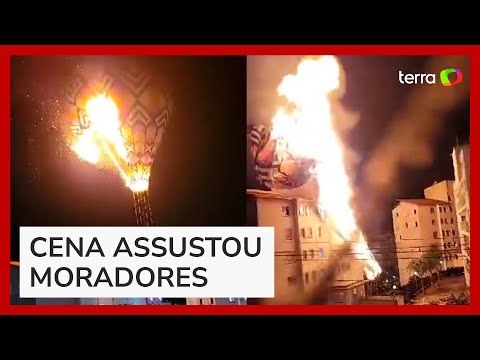 Balão em chamas cai em cima de prédio em condomínio de São Paulo