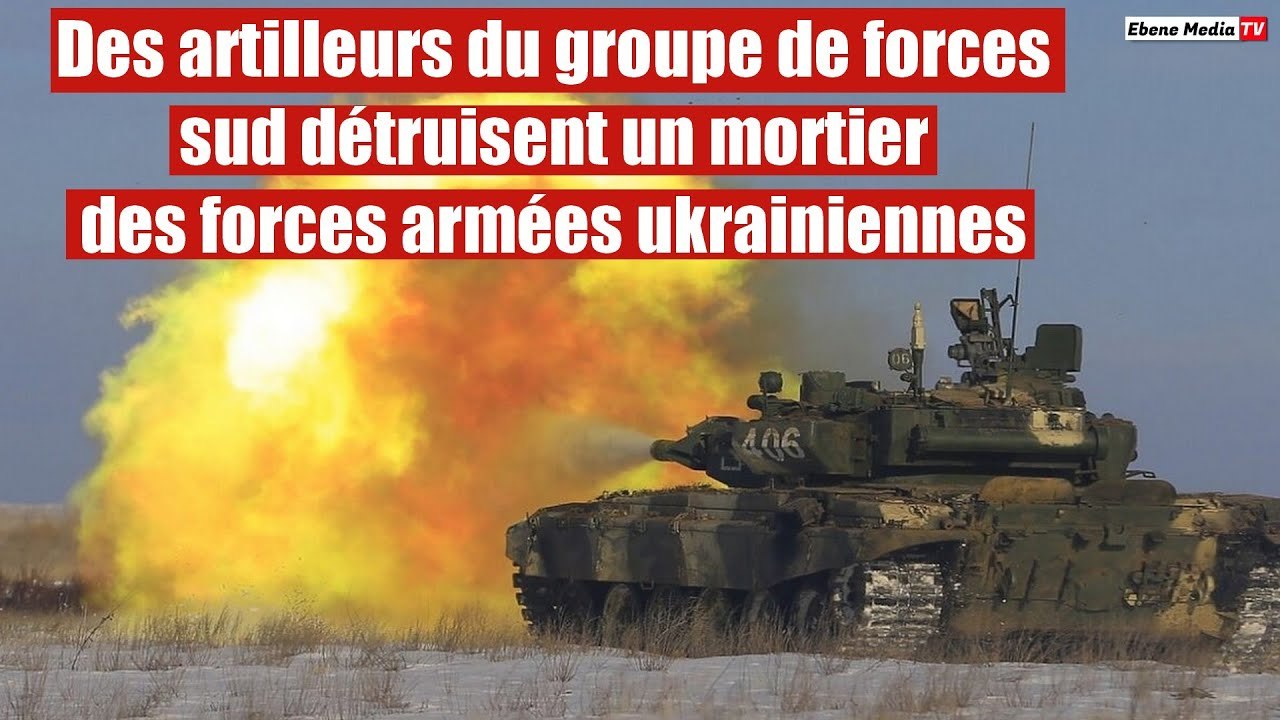 Des artilleurs du groupe de forces sud détruisent un mortier des forces armées ukrainiennes