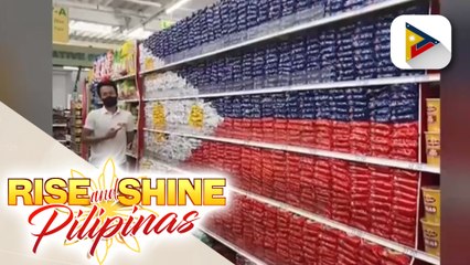 Isang empleyado ng supermarket sa Valencia, Bukidnon, gumawa ng watawat ng bansa gamit ang noodles