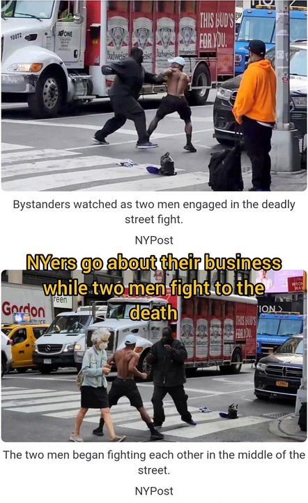 Man Stabs Another on a NYC Street while Others ignore it