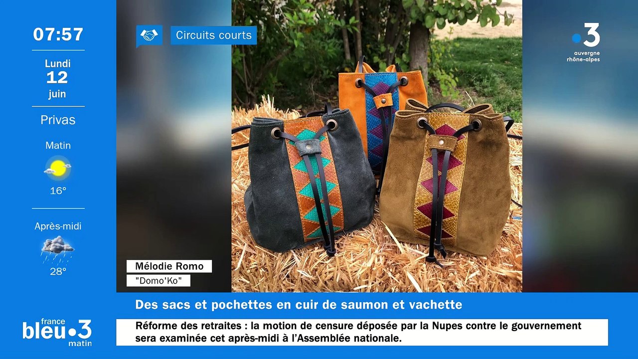 À Saint-Gervais-sur-Roubion, Domo'Ko, sacs, sacoches, pochettes, ceintures en cuir de saumon, veau et vachette