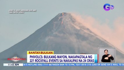 Bulkang Mayon, nakapagtala ng 221 rockfall events sa nakalipas na 24 oras — PHIVOLCS | BT