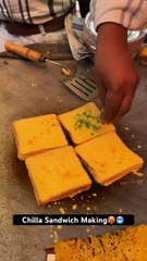 Chilla Sandwich making----__ Indian street food(720P_60FPS)