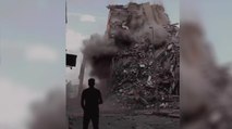 Diyarbakır'da deprem hasarlı 7 katlı bina yıkım sırasında çöktü dha