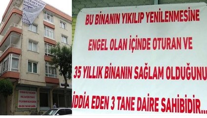 Kentsel dönüşüme karşı çıkan ev sahiplerine pankartlı tepki