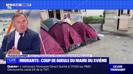 "Ça n'est pas acceptable": Francis Szpiner, maire du XVIe arrondissement de Paris, dénonce un squat de migrants