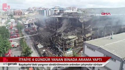 Başakşehir'de 4 gündür yanan binada itfaiye arama yaptı