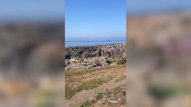 Pilot had a lucky escape after a plane crashed into the sea - narrowly avoiding the rocky shore